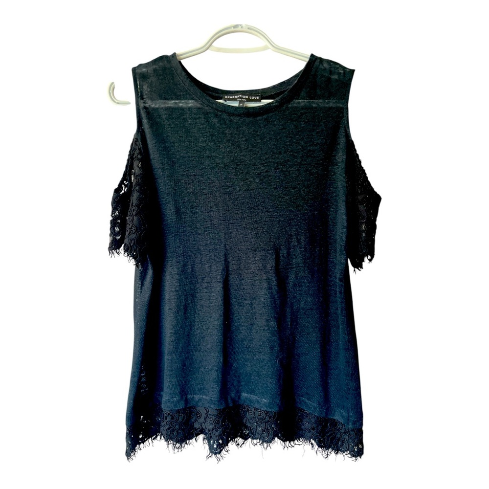 GENERATION LOVE | Linen and Lace Cold Shoulder Top